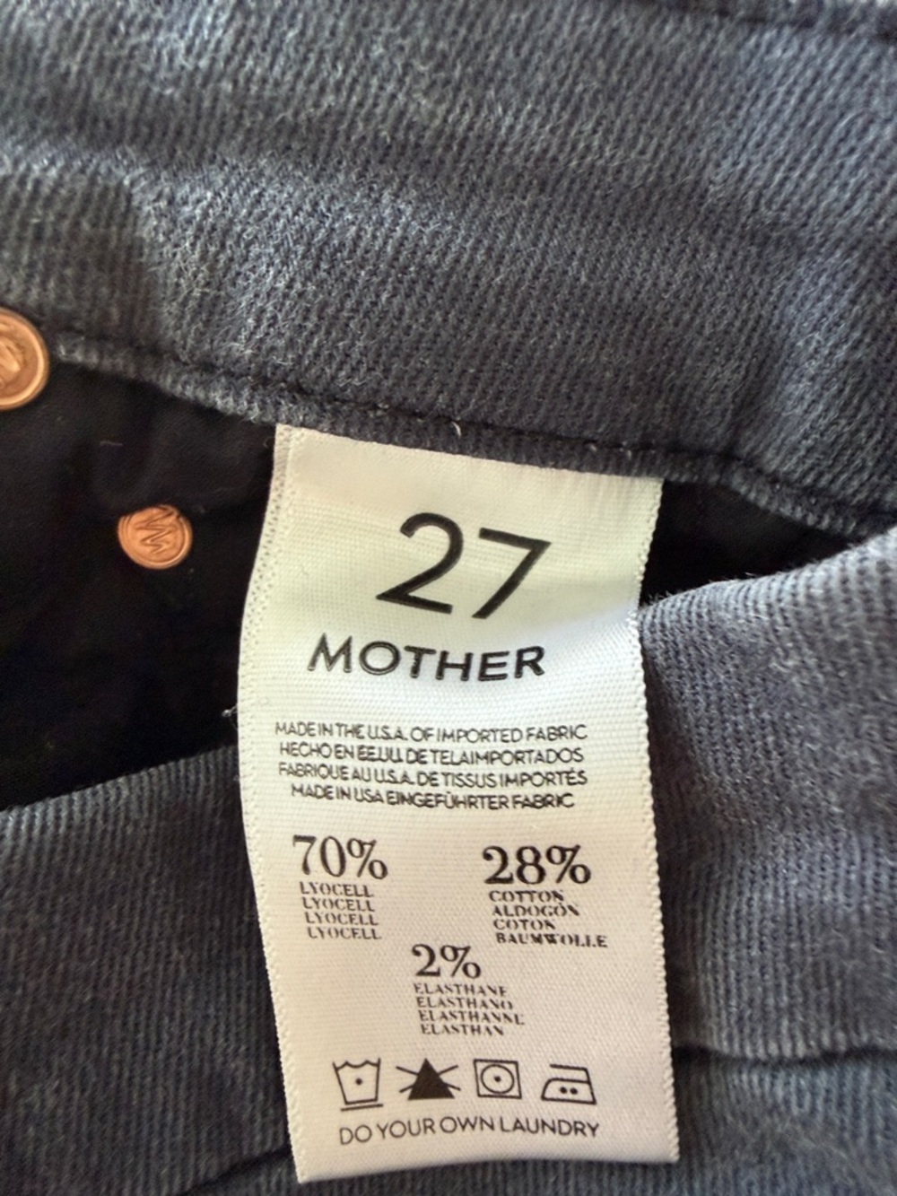 MOTHER The Looker Wild Flower Jeans Sz 27 Navy blue good condition - Picture 4 of 5